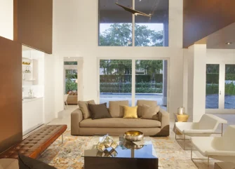 Warm Living Room Design for a Miami Contemporary Home Design