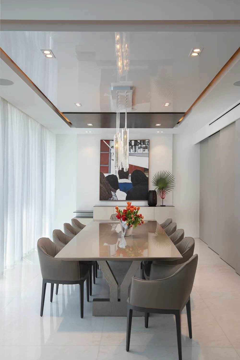 Luxury Dining Room with a Ceiling Design in a Sunny Isles Condo