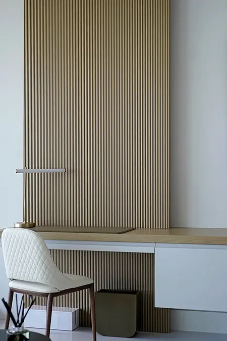 Desk Area in Renovated Bedroom in Miami Beach by Miami Interior Design Firm