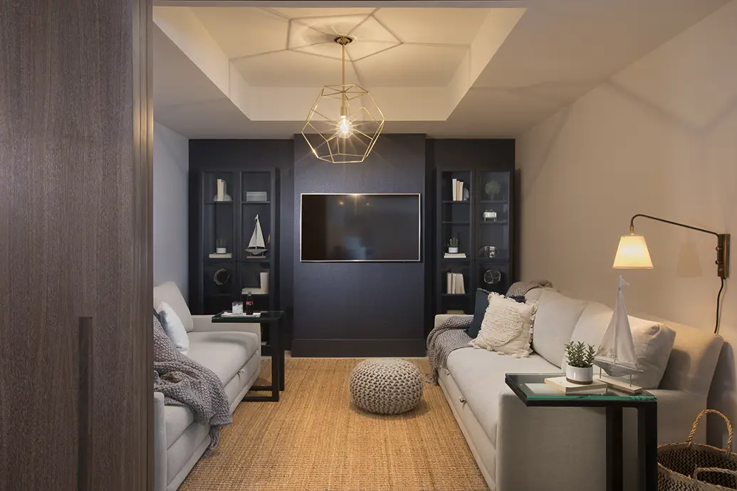 Entertainment Room Inspiration with a Media Room Design with Blue Walls