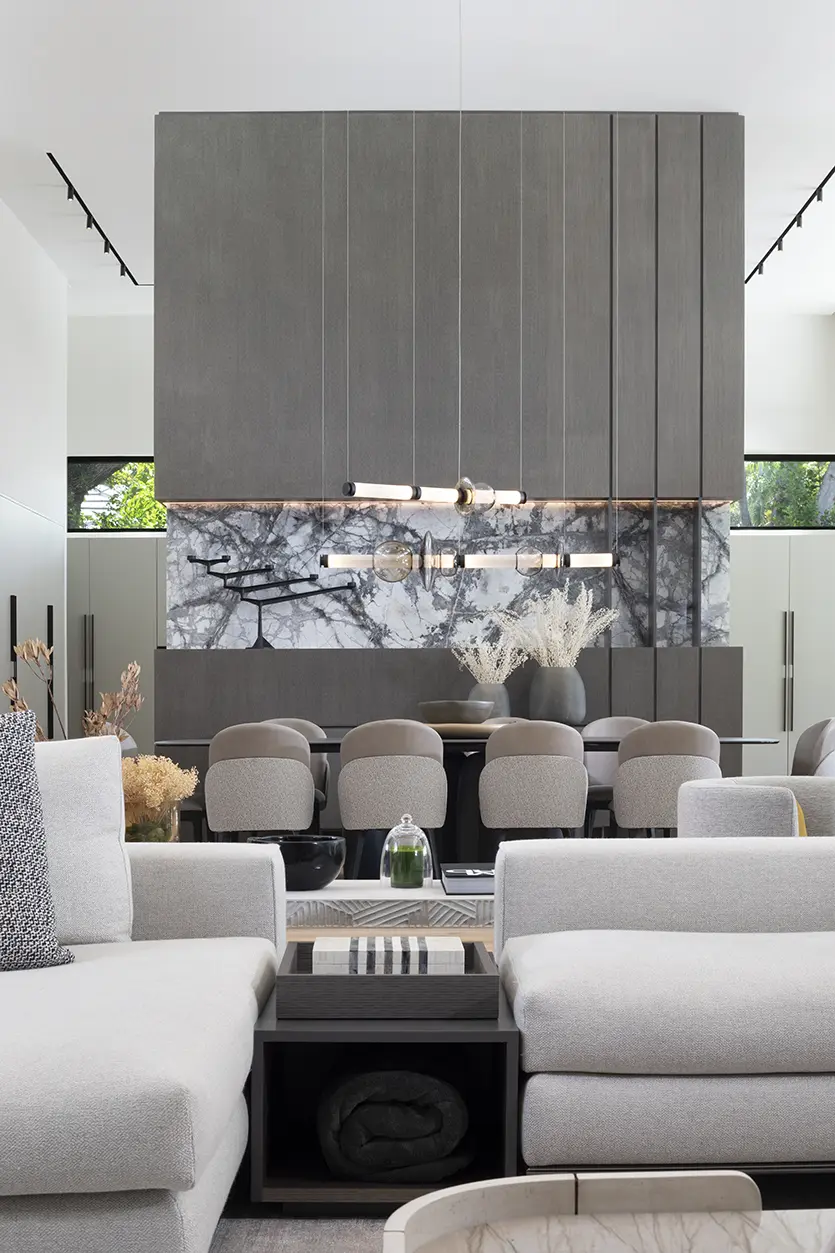 Elegant dining room with Miami high-end interior design