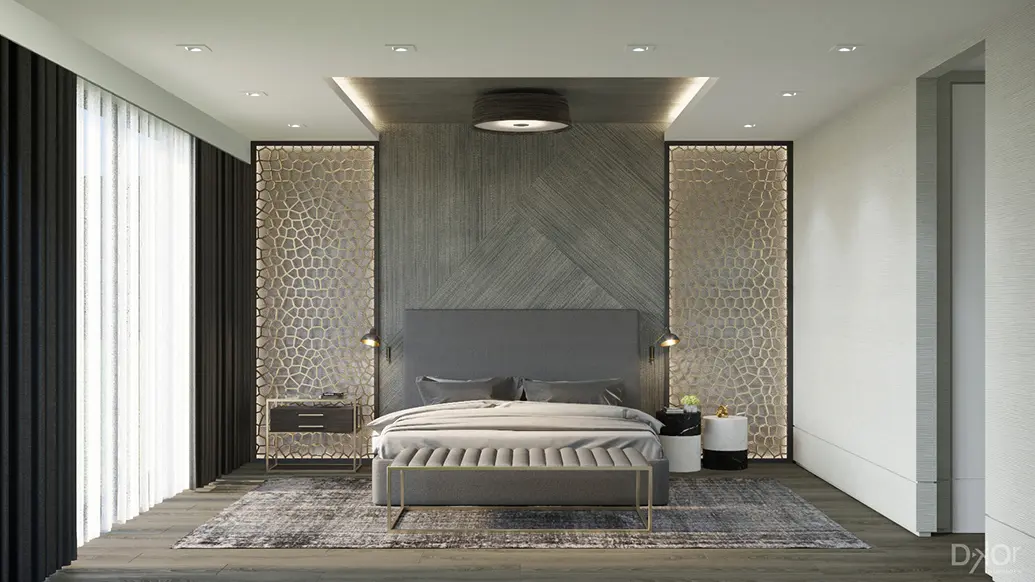 Dormitorio sofisticado inspirado en los diseñadores de interiores de Palm Beach