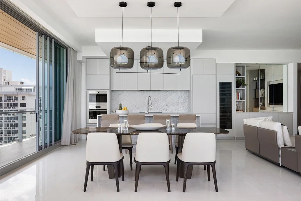 Kitchen Extension with Home Bar Design in a 57 Ocean Miami Beach Condo