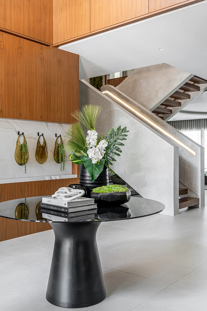 Entry foyer design of Bay Harbor Island home in Miami after renovation by DKOR Interiors.