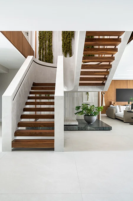 Staircase design of Bay Harbor Island home in Miami after renovation by DKOR Interiors