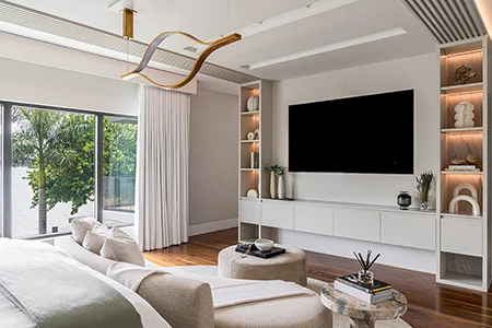 Home renovation project featuring serene master bedroom in Miami