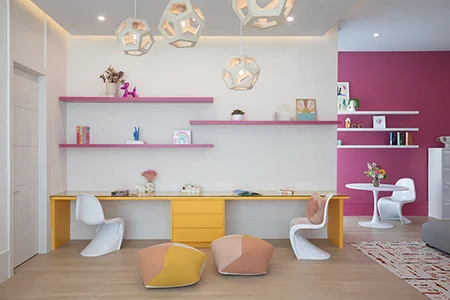 Bright and colorful children’s playroom design