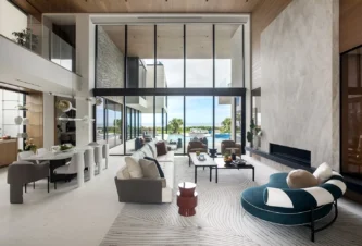 Master bedroom design in Hillsboro Beach beachfront home by Miami firm