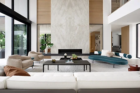 Hillsboro Beach oceanfront villa with high ceilings and coastal-inspired interiors