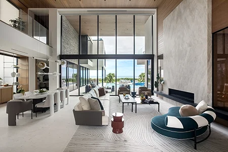 Oceanfront Hillsboro Beach home with high ceilings designed by Miami residential firm