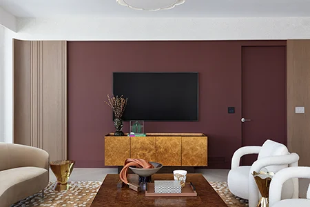 Pier 66 condo interior with bold color and creative design details in Fort Lauderdale