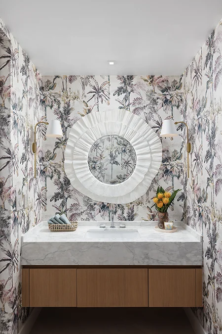 "Powder room interior design at Pier Sixty Six by Fort Lauderdale interior designers in magazine feature