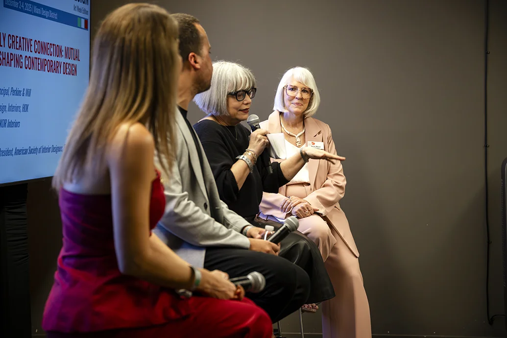 Interior design panelits including Ivonne Ronderos and fellow designers at ‘The Miami-Italy Creative Connection’ discussion