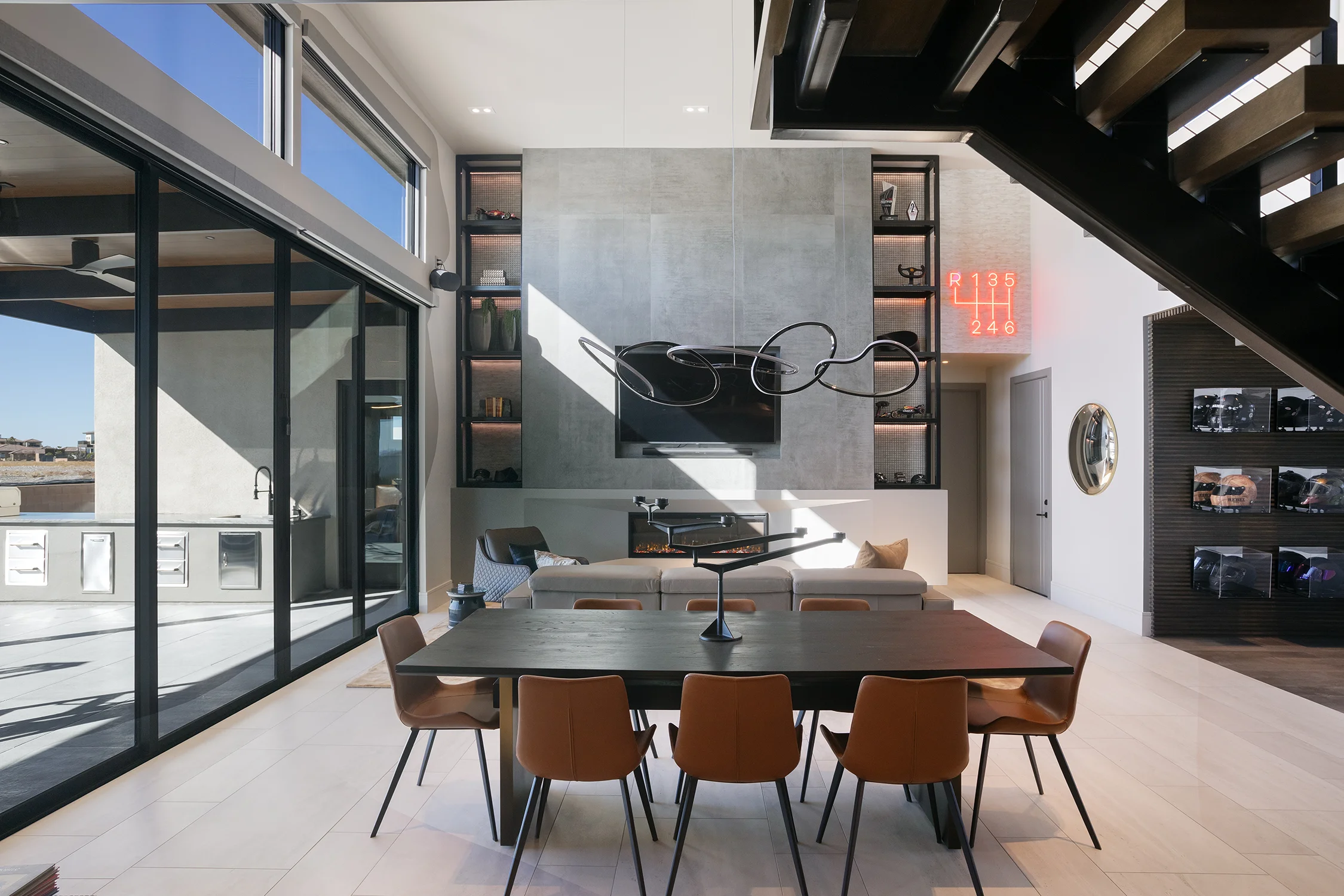 Contemporary interior design in a racetrack home in Nevada