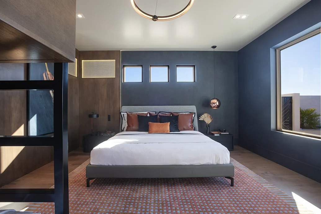 Contemporary Bedroom Interior in a Nevada Racetrack Home