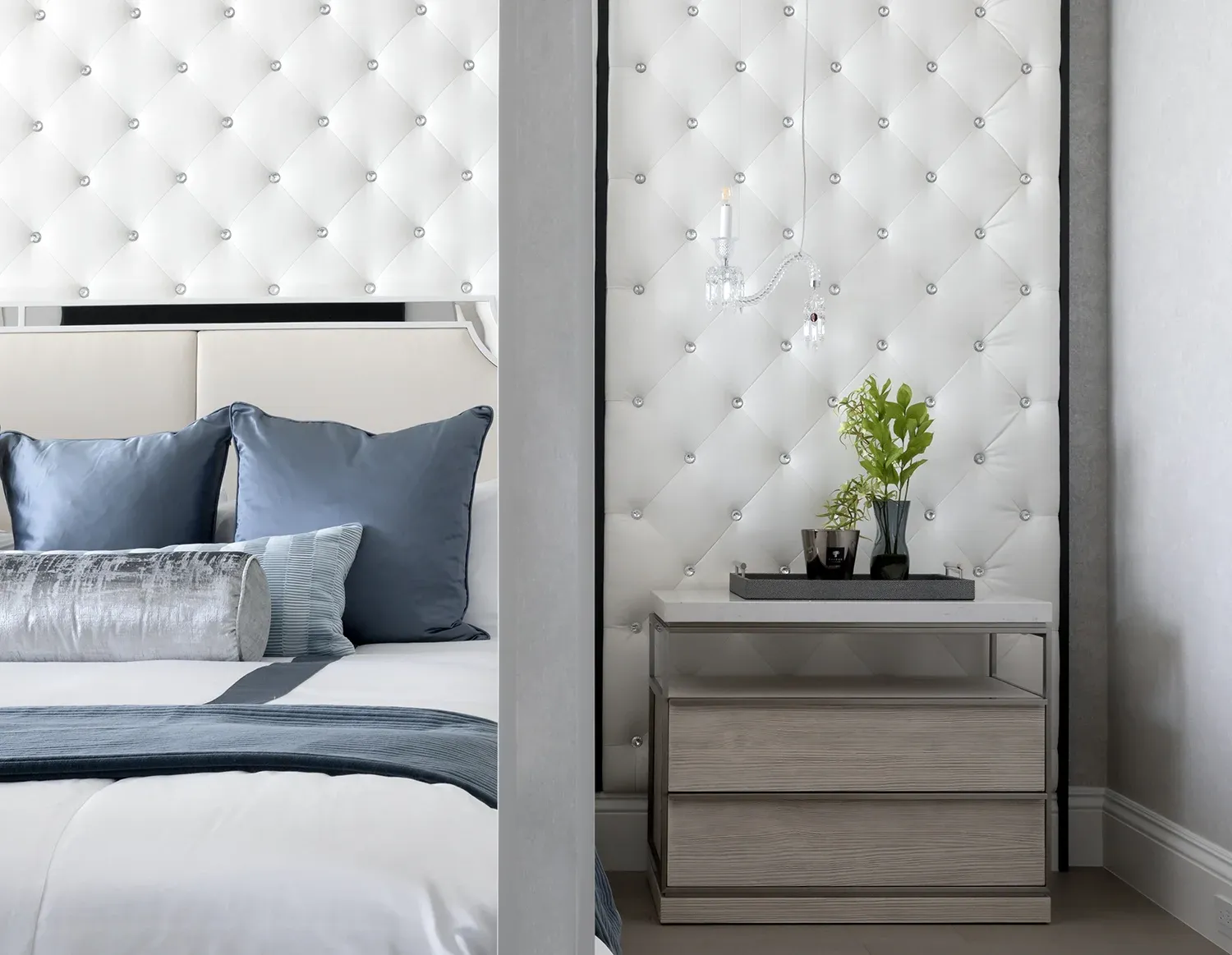 Boca Raton Florida master bedroom design with transitional interior style