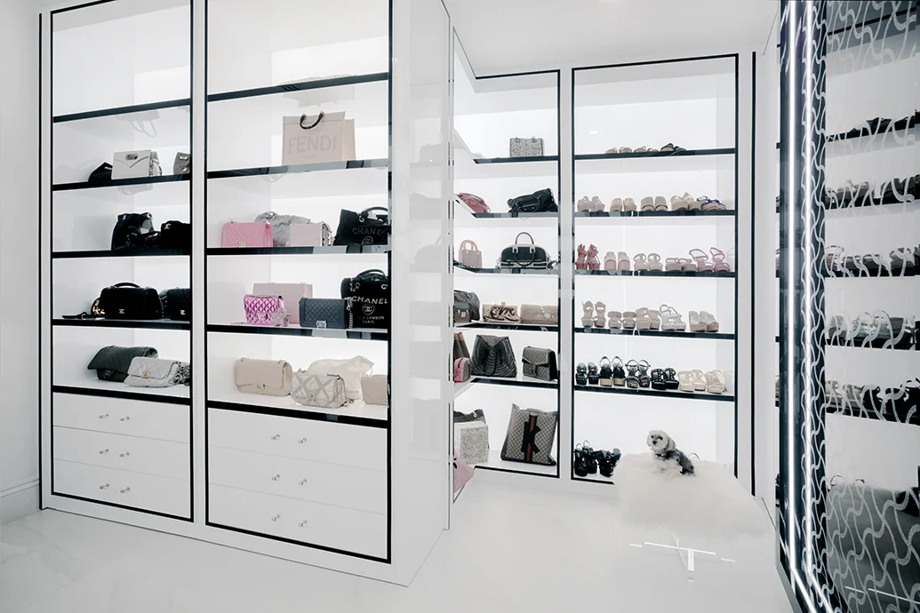 Custom accessories closet in Boca Raton, Florida home