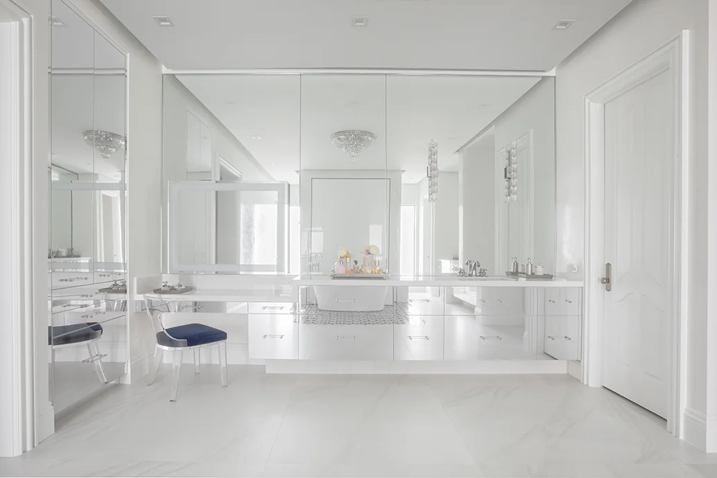 High-end transitional master bathroom in Boca Raton Florida