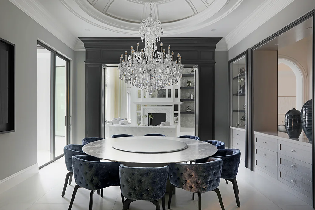 Transitional dining room design in Boca Raton Florida home
